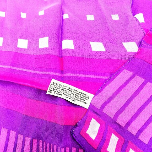 Elaine Gold Collection Silk Purple Neck Scarf With Geometric Design JJ3794 - Picture 3 of 5